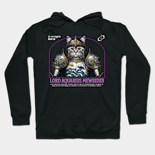 Aquarius Cat Knight - Celestial Zodiac Warrior Hoodie